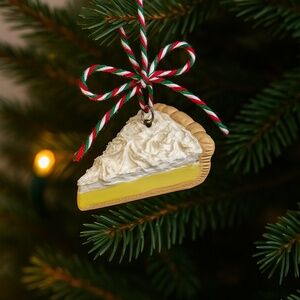Lemon Meringue Christmas Ornament – Handmade Clay Dessert Tree Decoration